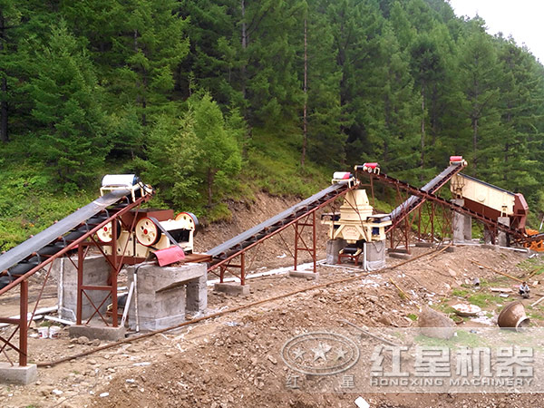 河卵石破碎生產線現場實拍